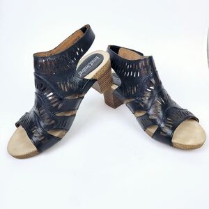 Josef Seibel Sandals Sunny 02~Size 6 US/36 EU~Black Leather~Block Heel~Comfort